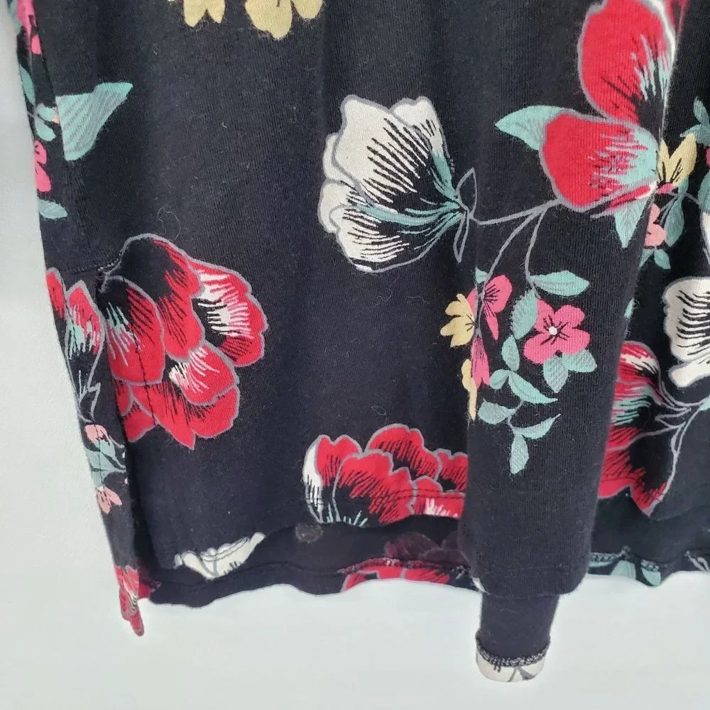 Terra & Sky Womens Floral 3/4 Sleeve Tunic Top Size 0X (14W) Black Red Casual - Picture 3 of 8